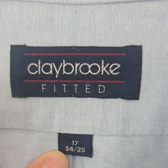 Claybrooke Fitted Men's Light Blue Dress Shirt - Picture 2 of 4
